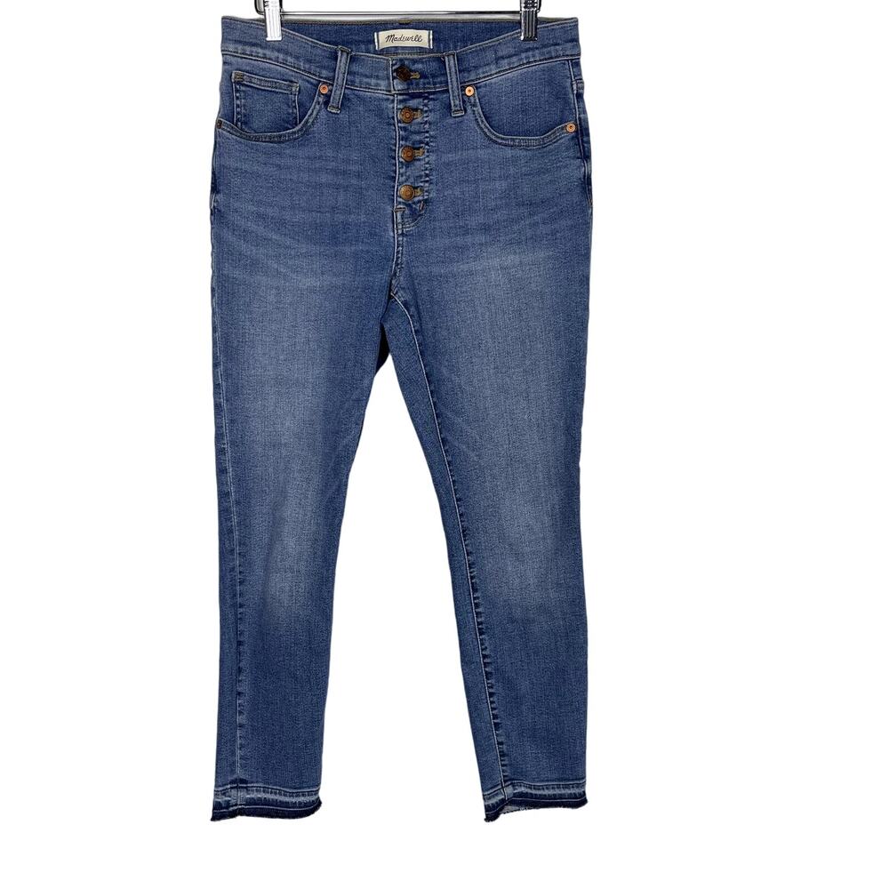 Madewell Womens Size 29 9" Mid Rise Skinny Crop Jeans: Button-Front Tencel Denim